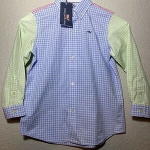 Vineyard Vines Kids Pastel Gingham Shirt - Blue, Green, Pink